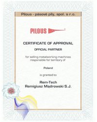 PILOUS - Certyficate of Approval Official Pratner - zdjęcie