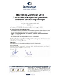 Certyfikat Interseroh 2017 - zdjęcie