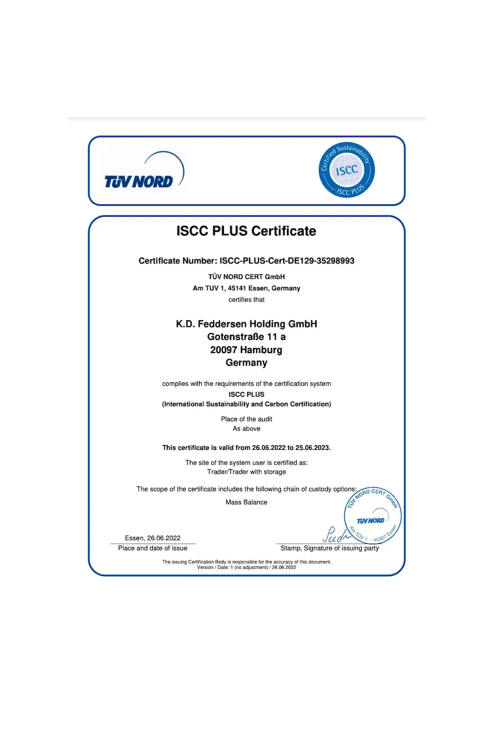 Certyfikat ISCC PLUS - zdjęcie
