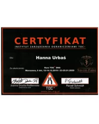 Certyfikat TOC Hanna Urbaś (2019) - zdjęcie