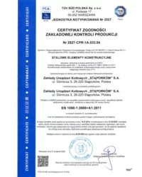 Certyfikat zgodności zakładowej kontroli produkcji EN 1090-1:2009+A1:2011 - zdjęcie