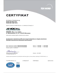 Certyfikat PN-EN ISO 9001:2015, PN-EN ISO 14001:2015 - zdjęcie