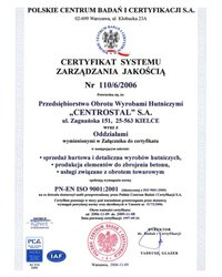 Certyfikat Systemu Zarządzania Jakością (2006) - zdjęcie