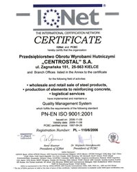 Certificate IQNet and PCBC hereby certify that the organization (2006) - zdjęcie