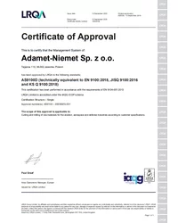 Certyfikat AS 9100D EN (ważny do 2025-09-12) - zdjęcie