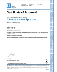 Certyfikat ISO 9001:2015 EN (ważny 2023-02-27) - zdjęcie