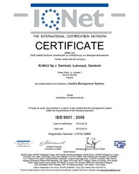 Certyfikat ISO 9001:2008 (2010) - zdjęcie