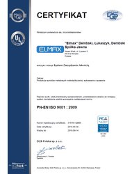 Certyfikat PN-EN ISO 9001:2009 (2016) - zdjęcie