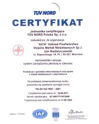 Certyfikat PN-EN ISO 9001:2001 - zdjęcie