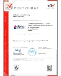 Certyfikat EN ISO 14001:2015 - zdjęcie