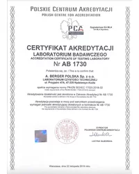 Certyfikat Akredytacji i zakres AB 1730 - zdjęcie