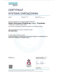 Certyfikat Systemu Zarządzania - ISO 50001:2018 - zdjęcie