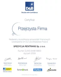 Certyfikat Przejrzysta Firma 2009 - zdjęcie