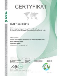Certyfikat IATF 16949:2016 - zdjęcie