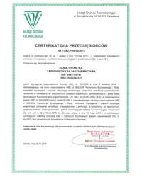 Certyfikat UDT Certyfikat F gazowy (2016) - zdjęcie