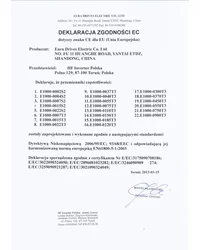 Deklaracja zgodności - Przemienniki częstotliwości EURA- E-1000 IP55 - E-1000 IP55 (2013) - zdjęcie