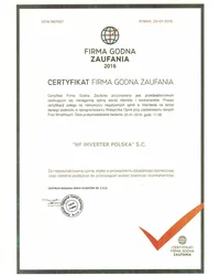 Certyfikat - Firma godna zaufania (2016) - zdjęcie