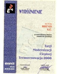 Wyróżnienie na Targach Modernizacji Cieplnej TERMORENOWACJA 2000 - zdjęcie