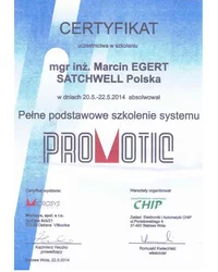 Certyfikat Promotic 2014 - zdjęcie