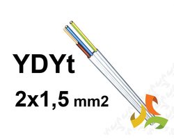 Przewód YDYt 2x1,5mm2 (TYNKOWY) / 100mb - zdjęcie