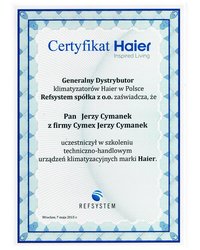 Certyfikat HAIER 2015 - zdjęcie