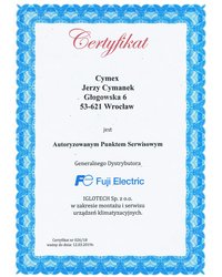 Certyfikat FUJI Electric 2018 - zdjęcie