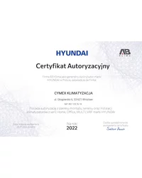 Certyfikat Autoryzacyjny HYUNDAI 2022 - zdjęcie
