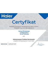 Certyfikat HAIER 2020 - zdjęcie