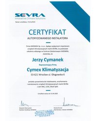 Certyfikat Autoryzowanego Instalatora SEVRA 2019 - zdjęcie