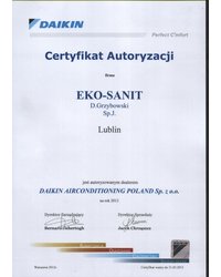 Certyfikat Autoryzacji Daikin Airconditioning Poland Sp. z o.o. - zdjęcie