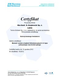 Certyfikat Autoryzowanego Instalatora Termo Schiessl - zdjęcie