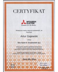 Certyfikat p. Artura Gajewskiego MITSUBISHI ELECTRIC - zdjęcie