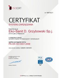 Certyfikat PN-EN ISO 9001:2009 - zdjęcie