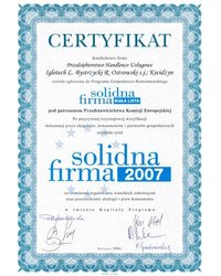 Certyfikat Solidna Firma 2007 - zdjęcie