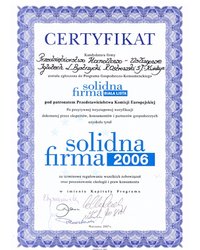 Certyfikat Solidna Firma 2006 - zdjęcie