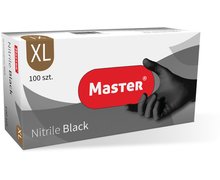 Rękawice nitrylowe bezpudrowe BLACK XL MASTER S-419 czarne - zdjęcie