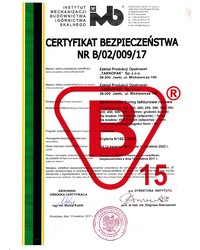 Certyfikat Bezpieczeństwa Nr B/02/009/17 (2017) - zdjęcie