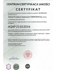 Certyfikat AQAP 2110:2016 (2020) - zdjęcie