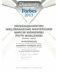 Wyróżnienie Rankingu w miesięcznki Forbes 2015 - zdjęcie