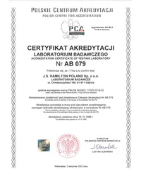 Certyfikat Akredytacji Laboratorium Badawczego Nr AB 079 - zdjęcie