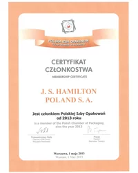 Certyfikat Członkowstwa PIO (Polska Izba Opakowań) - zdjęcie