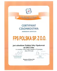 Certyfikat członkowstwa - Polska Izba Opakowań - zdjęcie