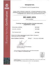 Certyfikat ISO 45001:2018 (2021) - zdjęcie