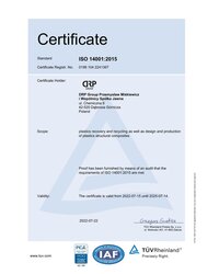 Certyfikat ISO 9001:2015 (EN) - zdjęcie
