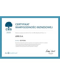 Certyfikat Wiarygodności Biznesowej 2020 - zdjęcie