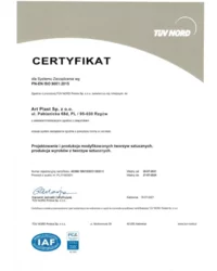 Certyfikat PN-EN ISO 9001:2015 (2021) - zdjęcie