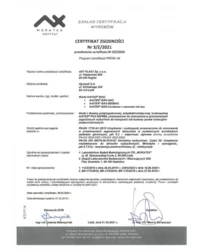Certyfikat Zgodności Nr 3/Z/2021 (2021) - zdjęcie