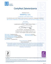Certyfikat Zatwierdzenia Lloyd's Register Quality Assurance 2018 - zdjęcie