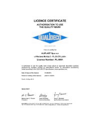 Certyfikat QUALIDECO - Aliplast PL-0001 (2013) - zdjęcie