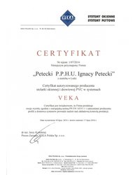 Certyfikat VEKA - zdjęcie